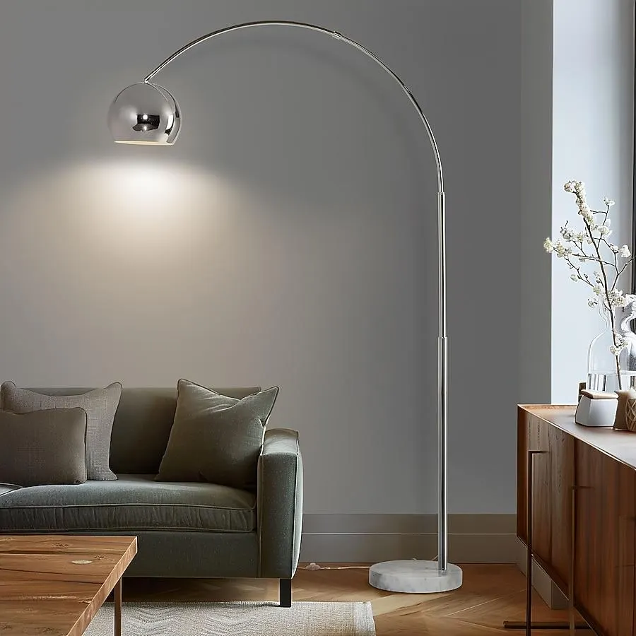 Brightech 75-in Brushed Chrome Arc Floor Lamp with Metal Shade