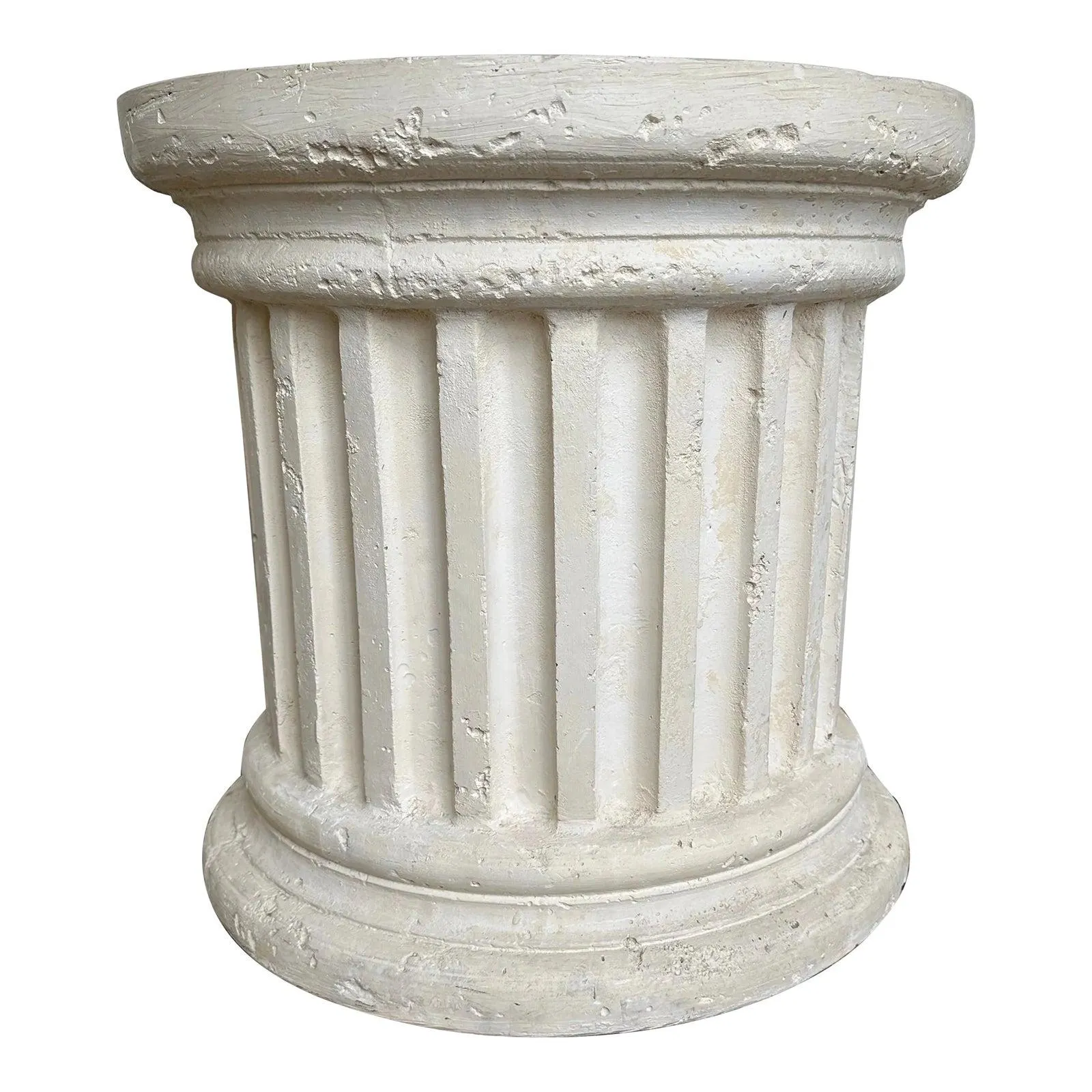 Vintage 1980’s Neoclassic Fluted Plaster Pedestal Side Table