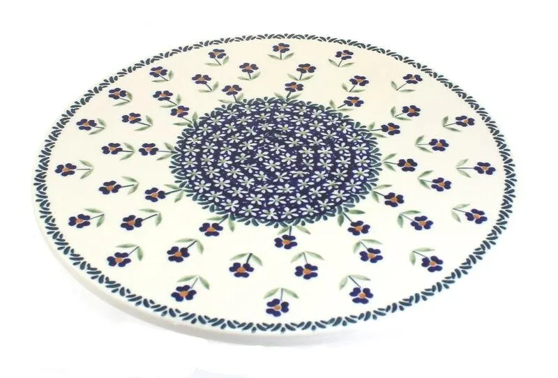 Blue Rose Polish Pottery Garden Bouquet Round Cutting Board