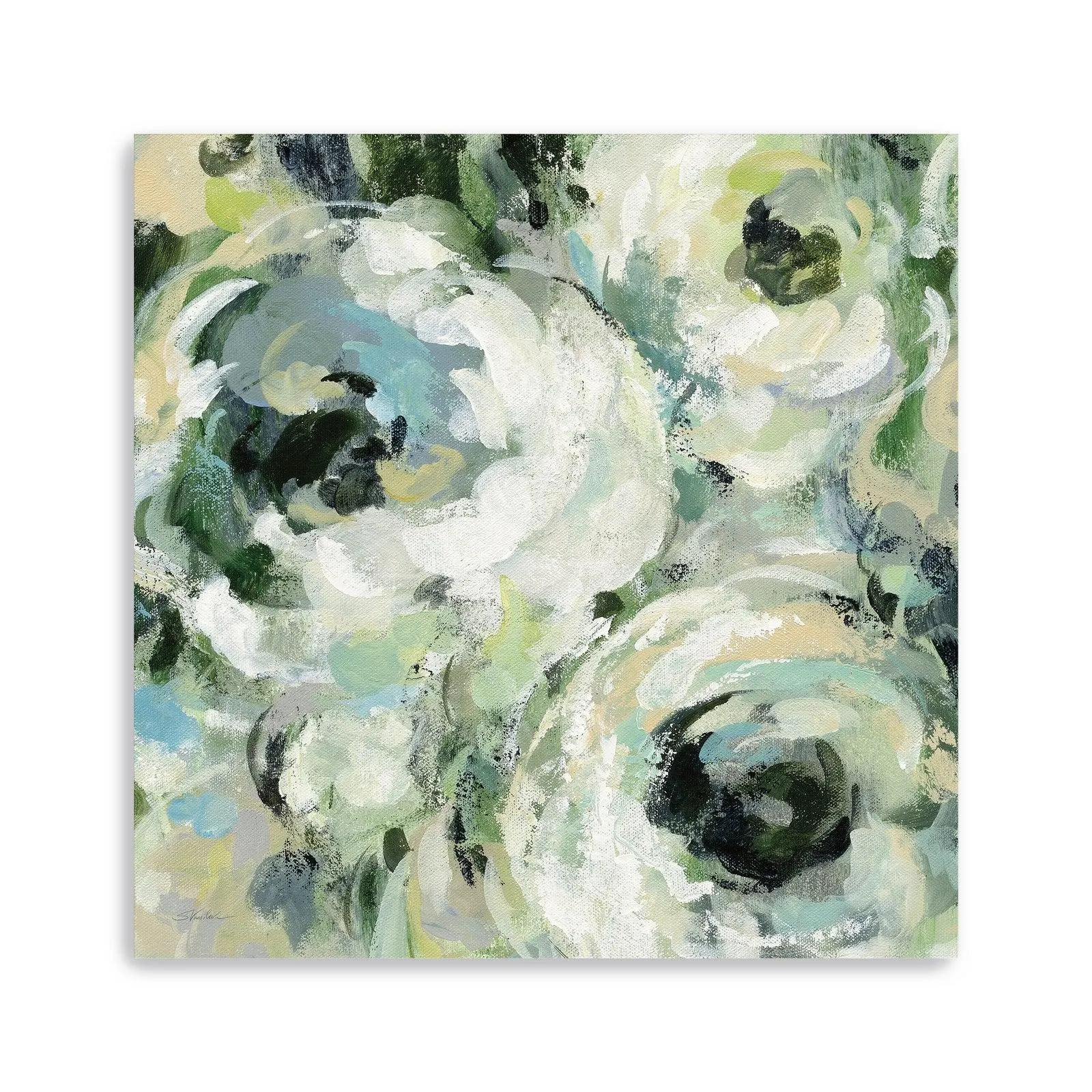 Sage And Neutral Peonies Ii Canvas Giclee Wall Art