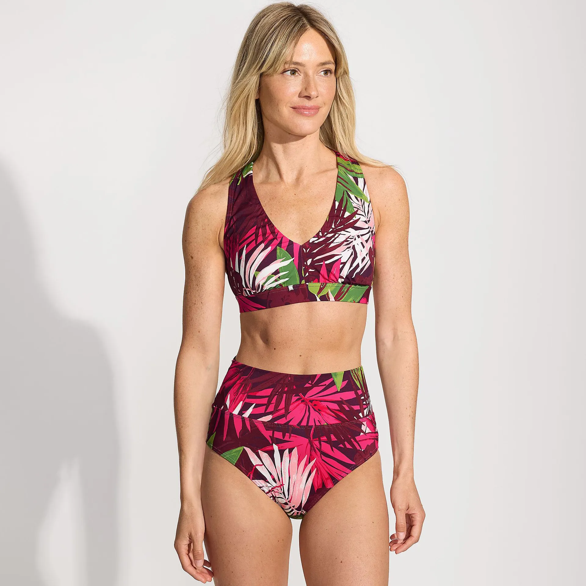Women's V-Neck Bikini and High Waisted Bottom Swimsuit Set