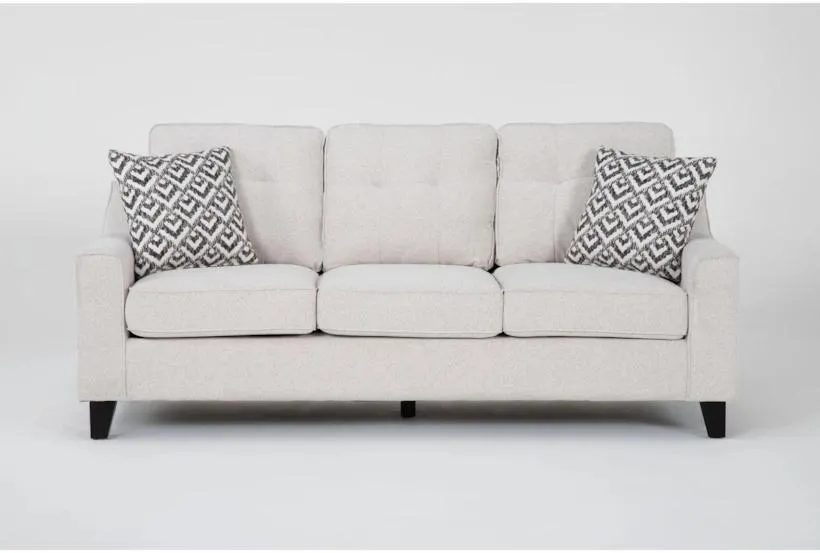 Macie Cream White Fabric 80" Sofa | Tufted