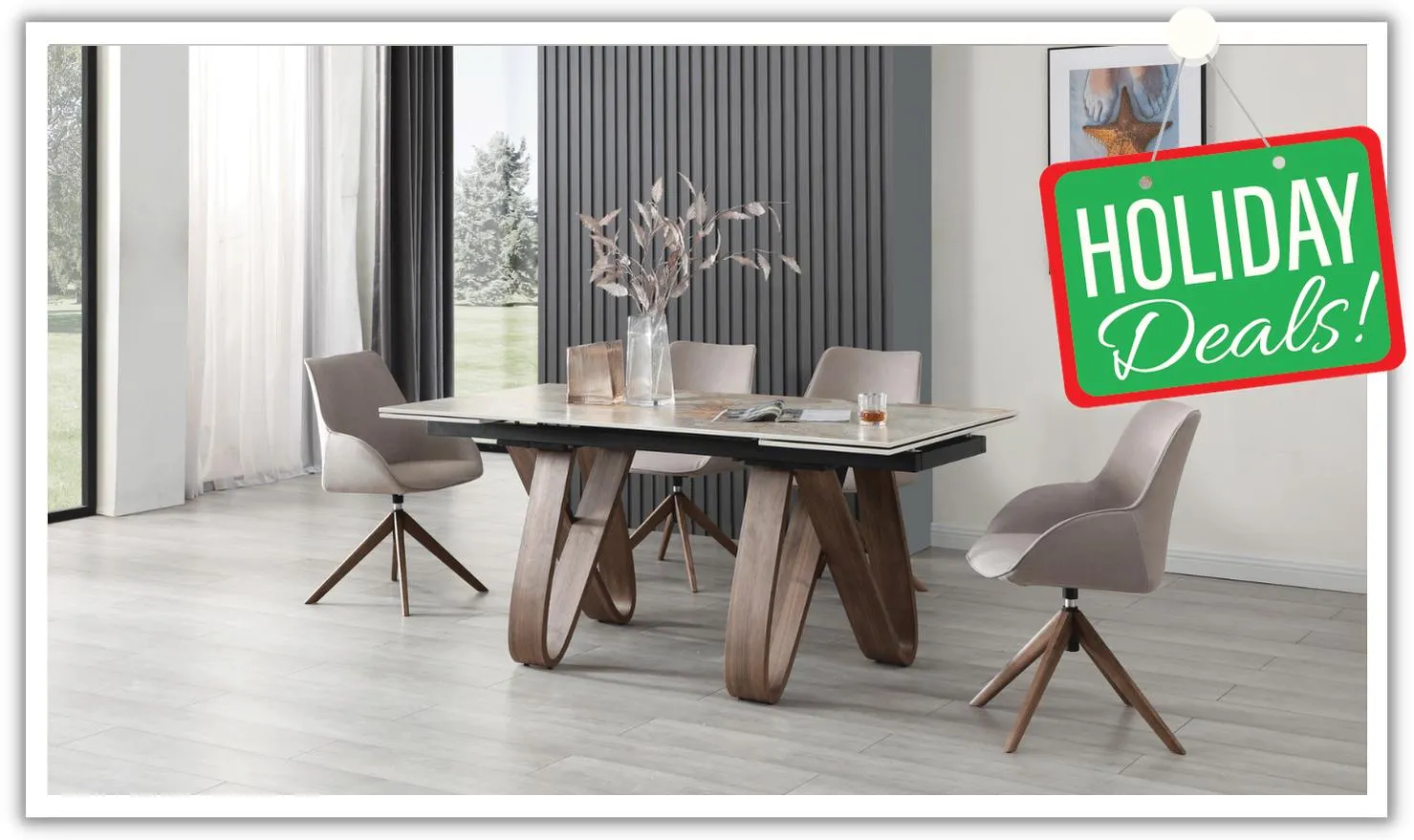 ESF Italia Bruno Dining Set in Brown