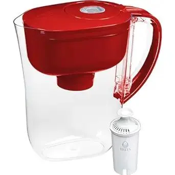 Brita Metro Water Filter Pitcher with SmartLight Change Indicator, BPA-Free, Replaces 1,800 Plastic Water Bottles a Year, Lasts Two Months, Includes 1 Filter, Small - 6-Cup Capacity, Fiery Red