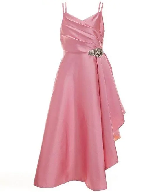 Big Girls 7-16 Sleeveless Jeweled-Waist Cascading-Skirted Ballgown