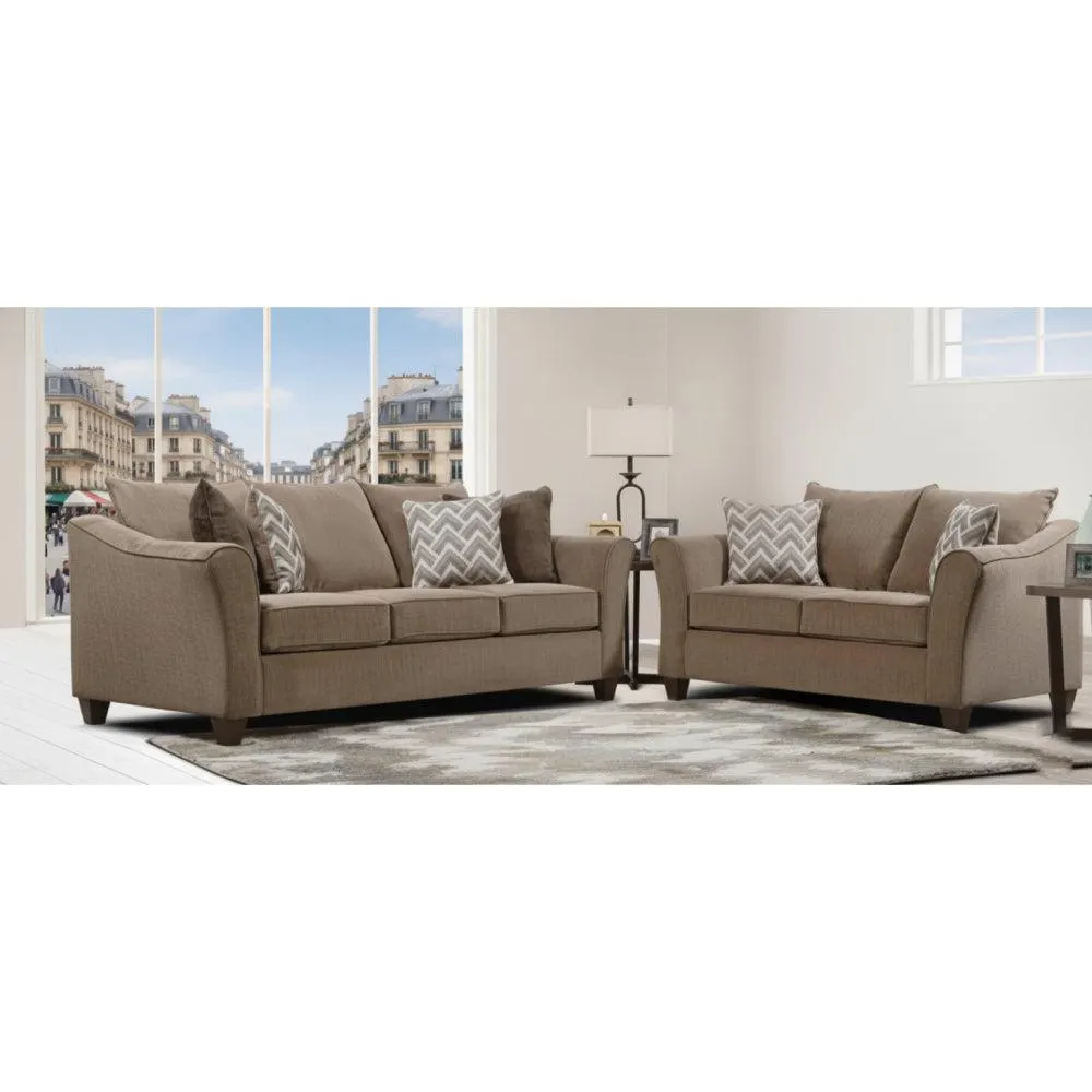 Albany Sofa and Loveseat Set with Pillows by Best Home - Brown