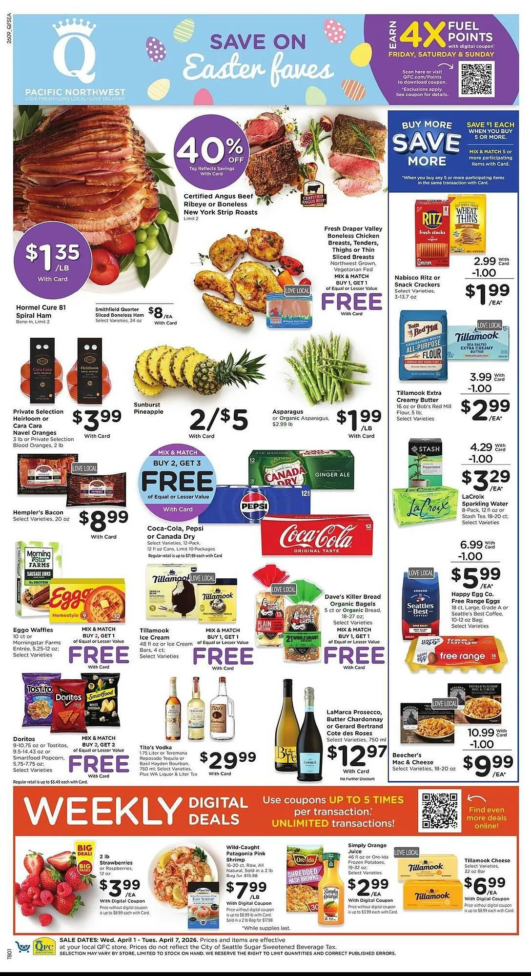 Weekly promotion QFC weekly ad spanning from April 1 to April 7 2026 - Page 1 for Catalogue 365