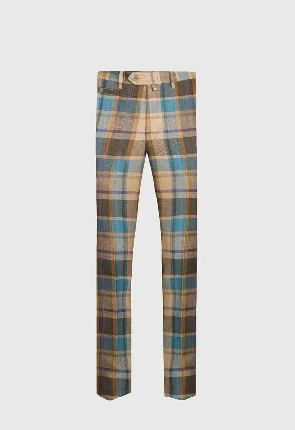 Linen Plaid Dress Trouser