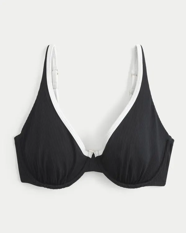 Curvy High Apex Ribbed Underwire Bikini Top