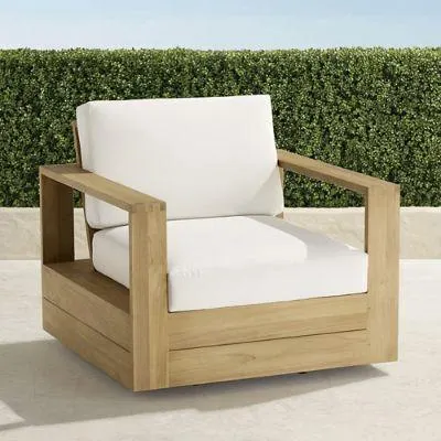Boretto Swivel Lounge Chair in Natural Teak