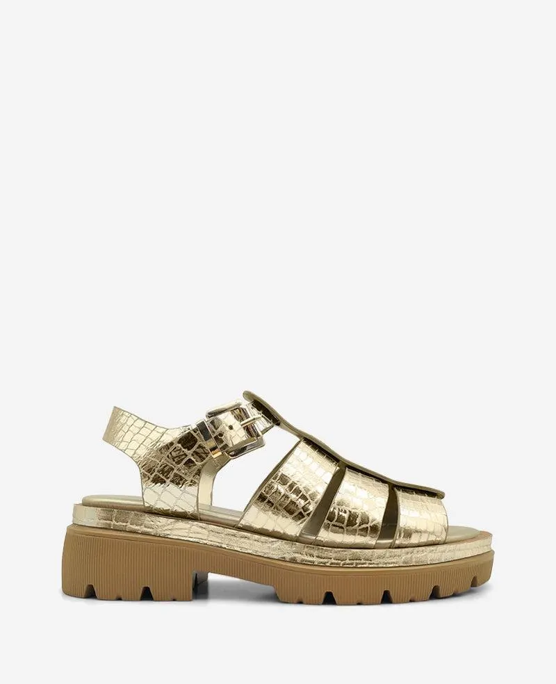 Herron Metallic Platform Fisherman Sandal - SOFT GOLD LEATHER