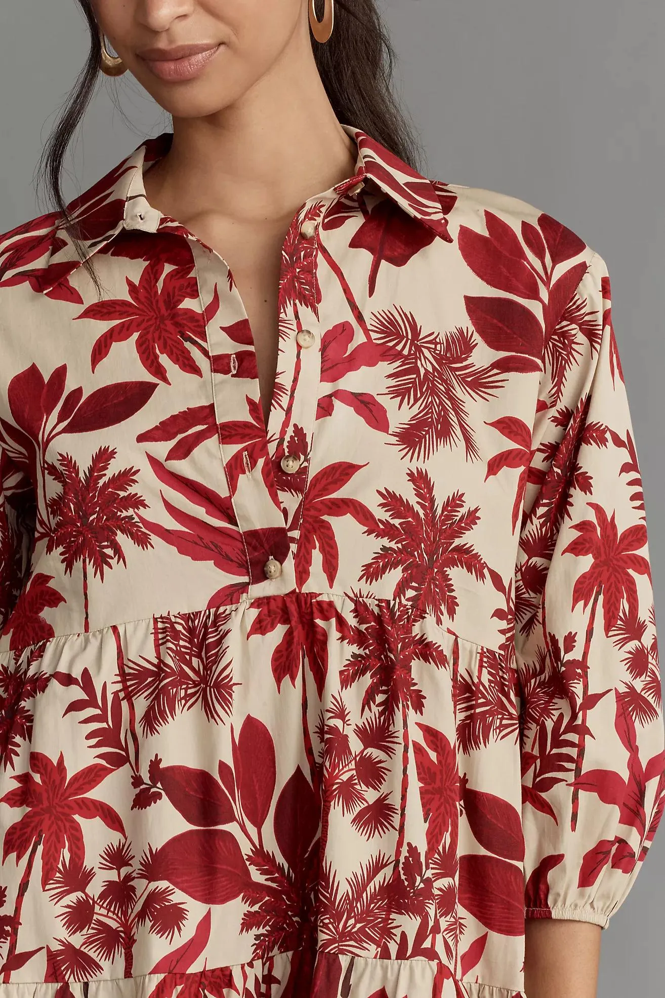 The Bettina Tiered Mini Shirt Dress by Maeve