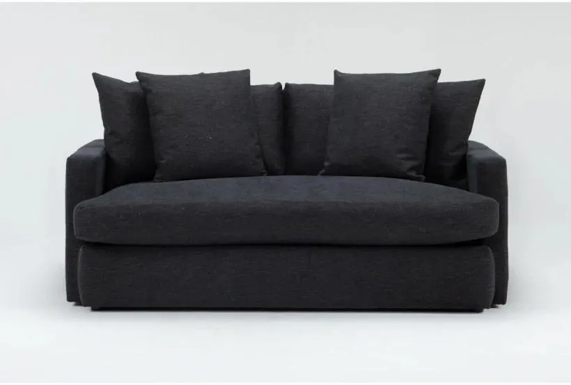 Grand Down III Black Fabric 74" Condo Sofa | Loose Reversible Back