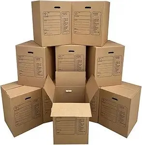 Uboxes Moving Boxes with Handles, 10 Premium Large, 18 x 18 x 24, Brown, BOXINDSLAR10