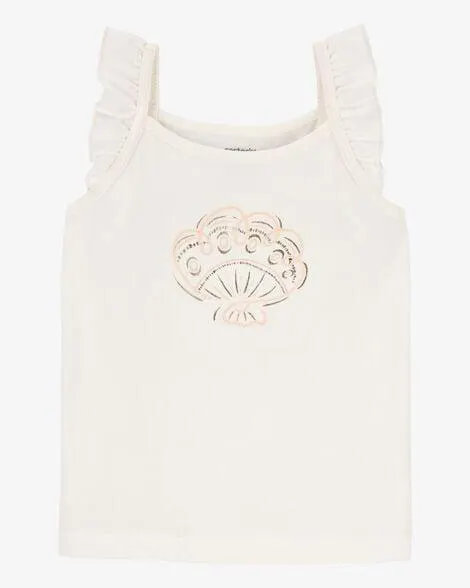 Baby Seashell Flutter-Sleeve Tank - White