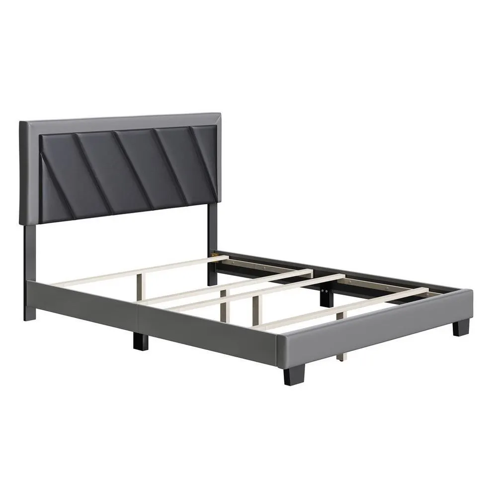Salina Queen Black/Grey Faux Leather Bed