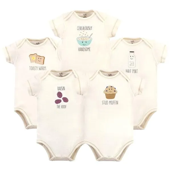 Touched by Nature Organic Cotton Bodysuits 5pk, Muffin