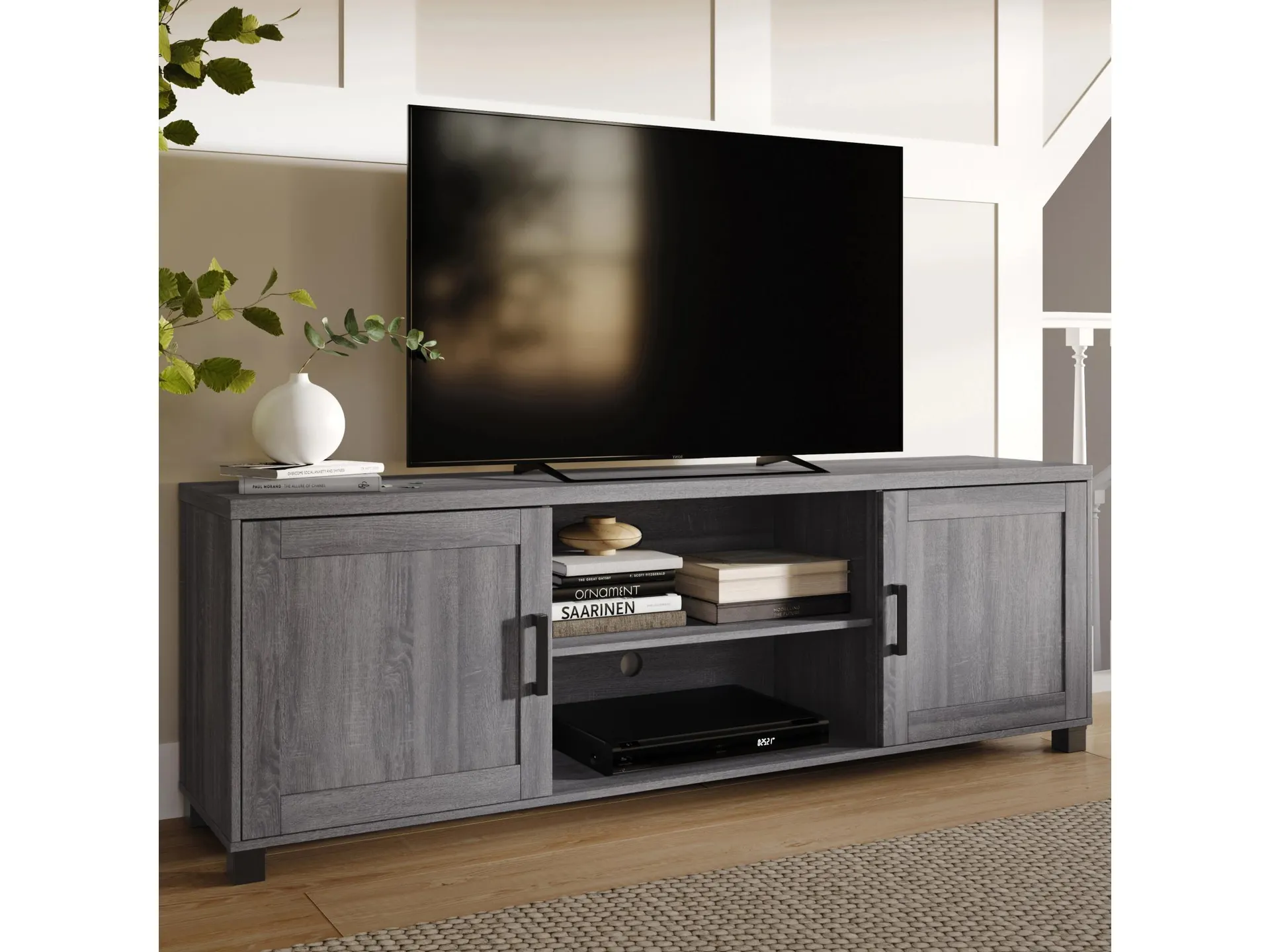 Virlomi 71" TV Stand with Cabinet Doors