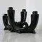 Vintage Art Deco Candlesticks in Black Ceramic, 1950s, Set of 2