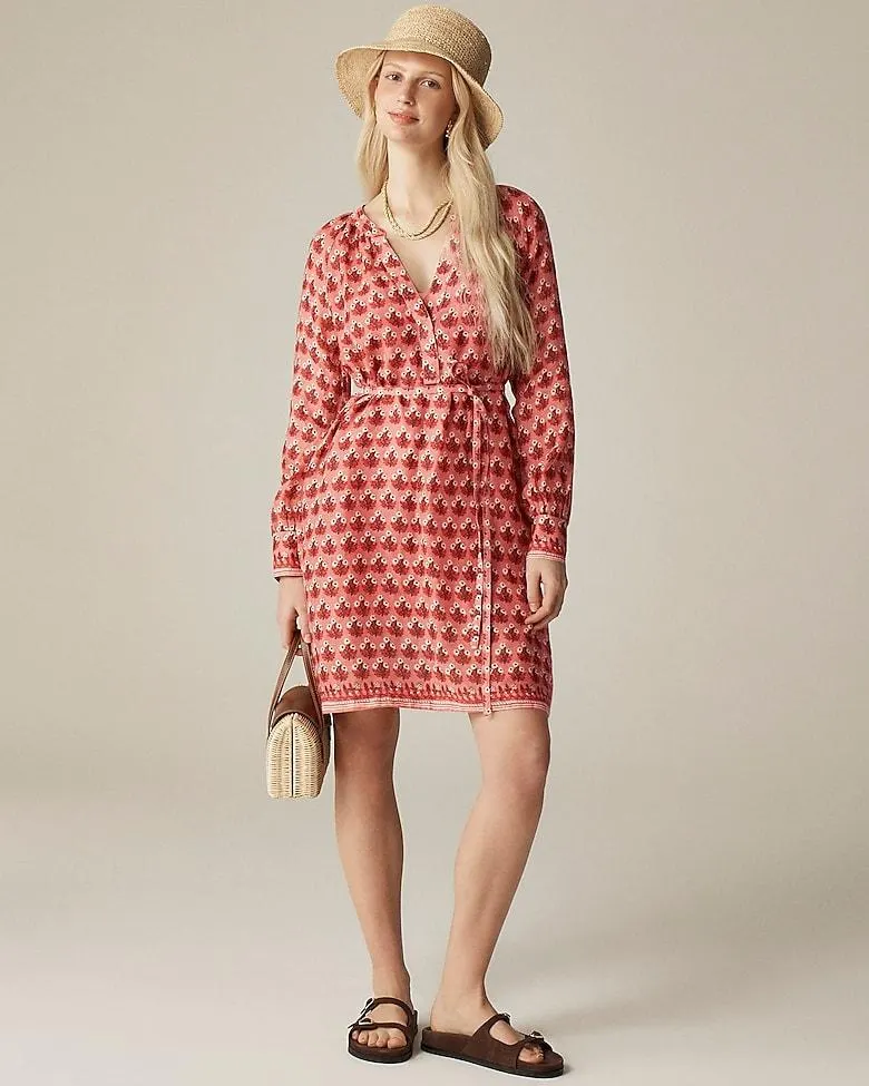 Cabana mini dress in block-print ramie