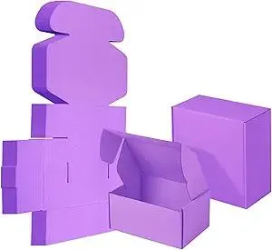 25 Pack Small Shipping Boxes Purple Corrugated Cardboard Box 8x8x4 inches,Corrugated Box for Packaging Small Business,Mailing Packing Literature Mailer,Shipping Gift Boxes