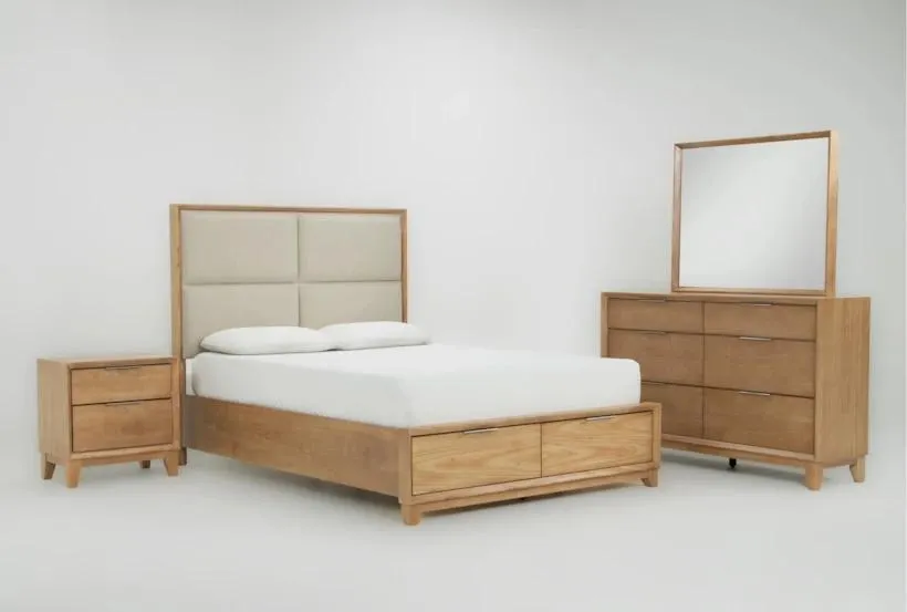 Avery Queen Platform Storage Bed W/ Dresser/Mirror & Nightstand