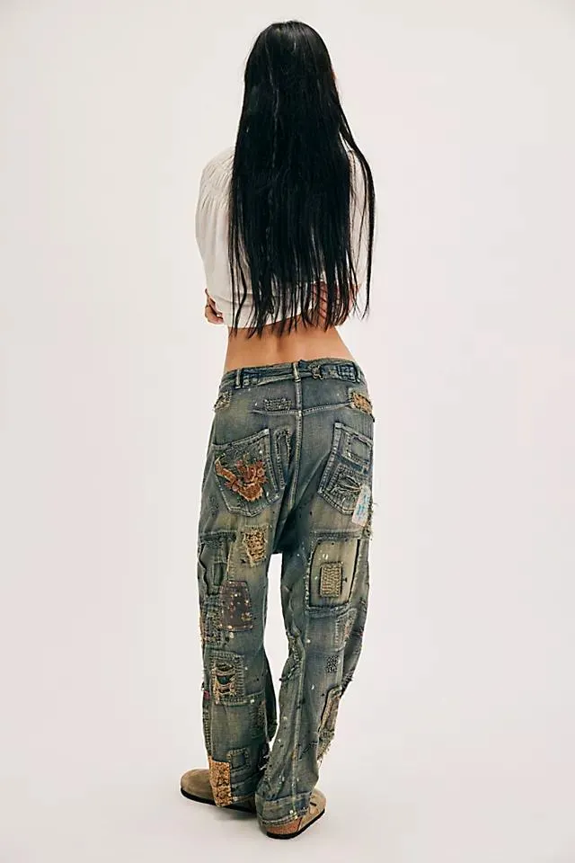 Magnolia Pearl Wide-Leg Patch Jeans