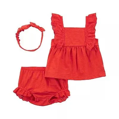 Baby Girl Carter's 3-Piece Bubble Short, Top, and Headband Set