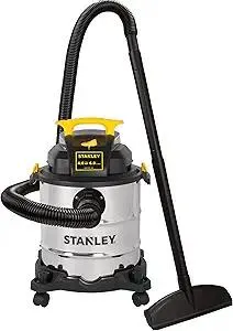 STANLEY SL18116 Wet/Dry Vacuum, 6 Gallon, 4 Horsepower, Stainless Steel Tank, 4.0 HP, Silver+Yellow