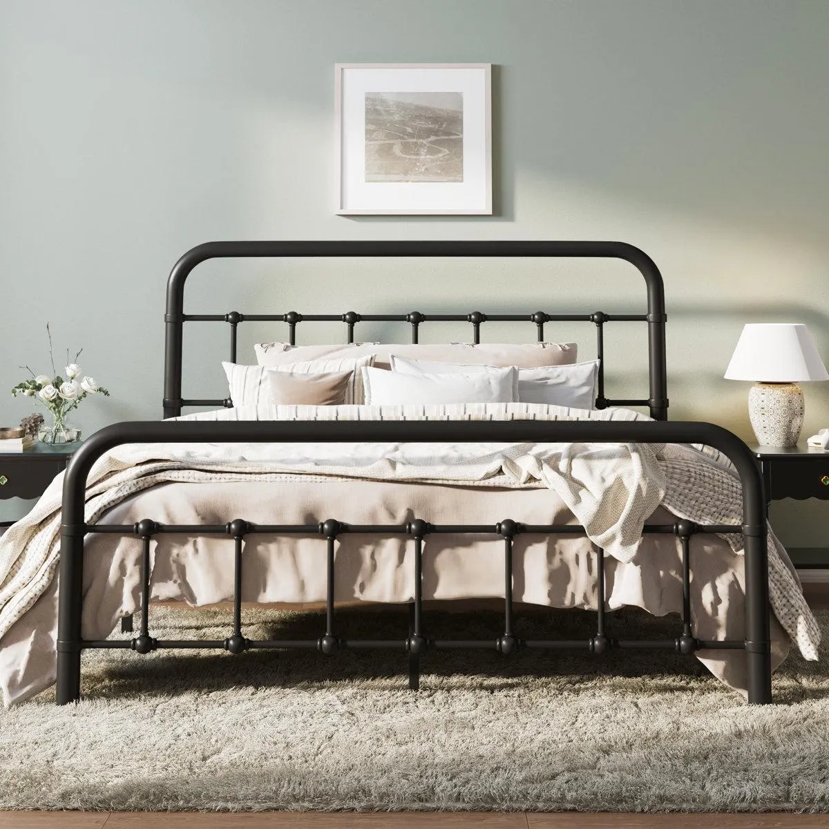 Kawamoto Metal Platform Bed Frame with Elegant Modern Design