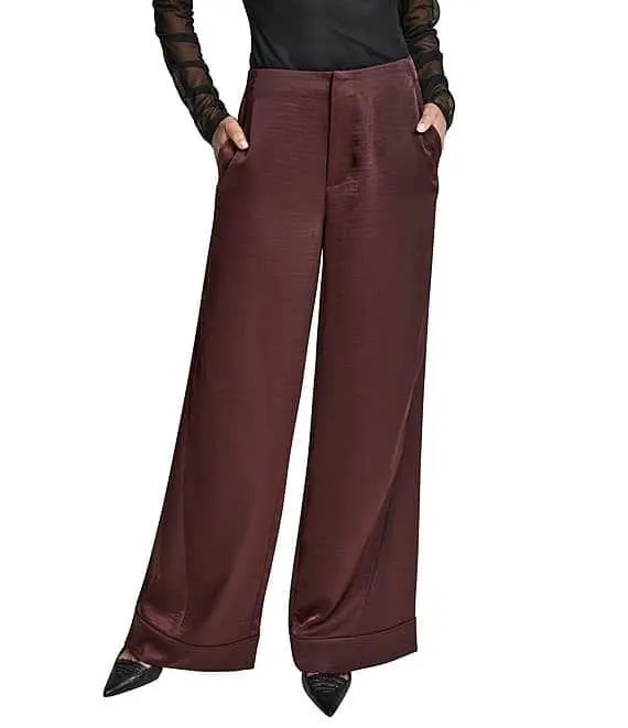DKNY By Donna Karan High Rise Wide Leg Pocketed Pants