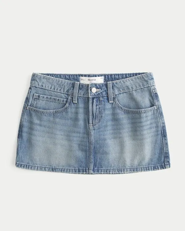 Low-Rise Denim Mini Skort