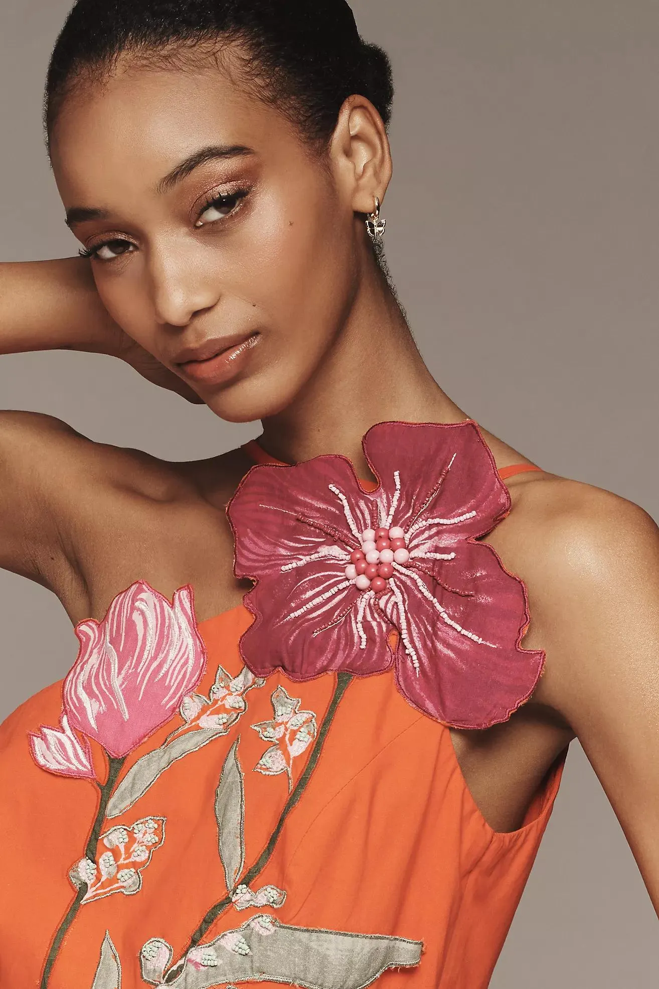 Yukiko Noritake x Anthropologie Asymmetrical Floral Midi Dress