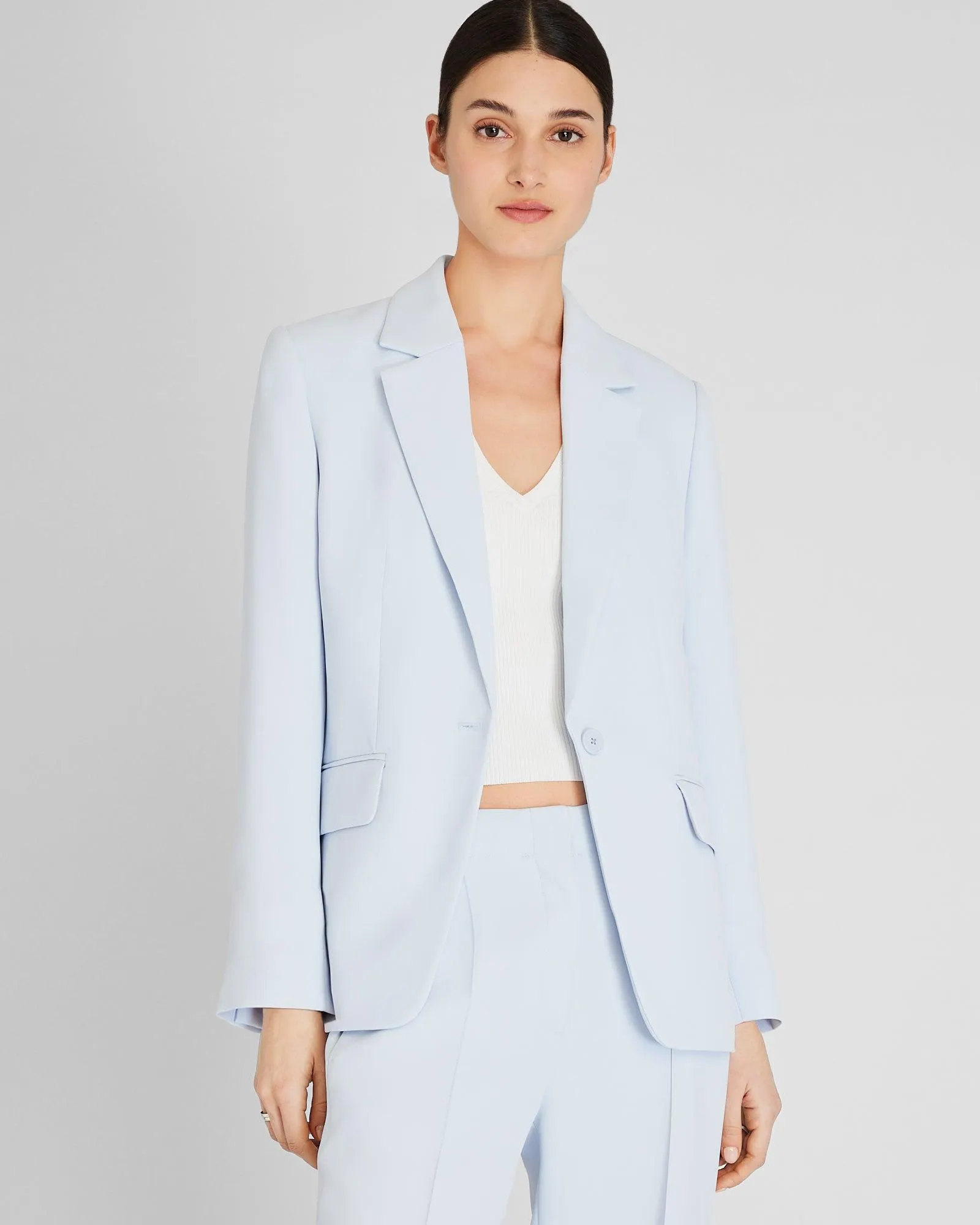 Relaxed Single-Breasted Crepe Blazer