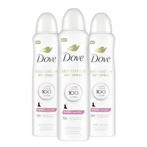 Dove Advanced Care Antiperspirant Deodorant Spray Clear Finish 3 Count Invisible antiperspirant deodorant tested on 100 colors 72-hour odor and sweat protection with Pro-Ceramide technology 3.8 oz