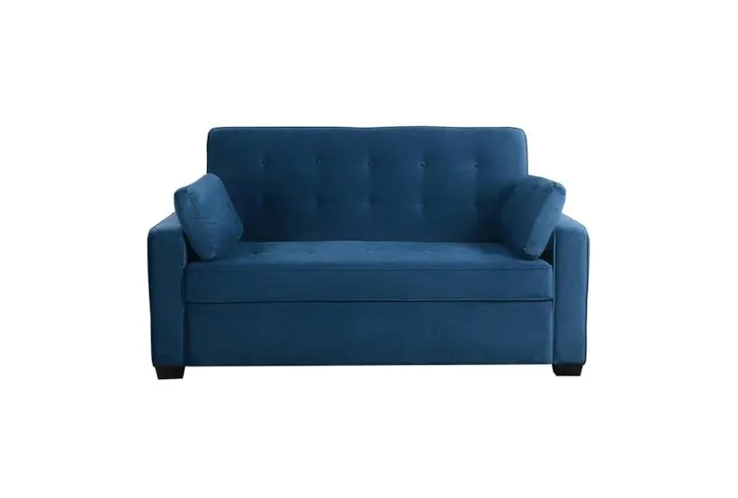 Augustine Navy Blue Fabric 73" Queen Convertible Futon Sleeper Sofa Bed