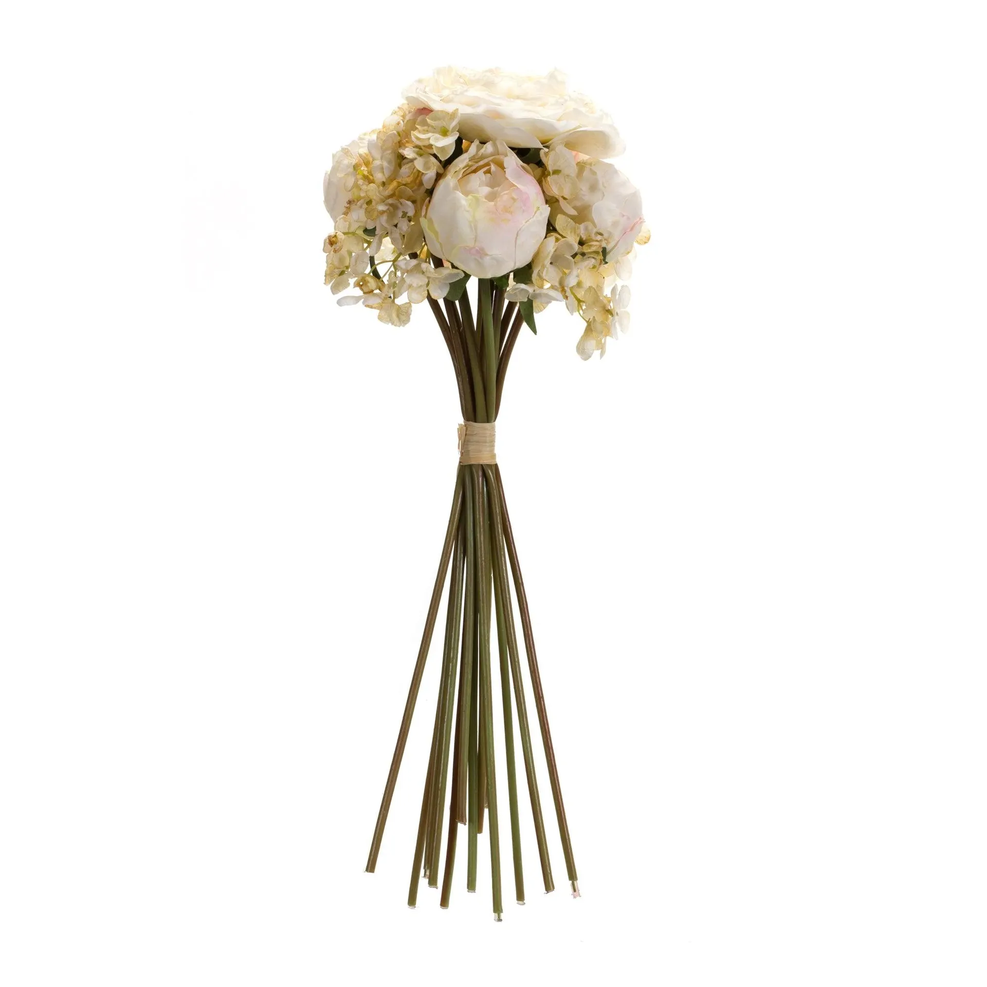 Ivory White Peony and Hydrangea Flower Bouquets, Set of 6