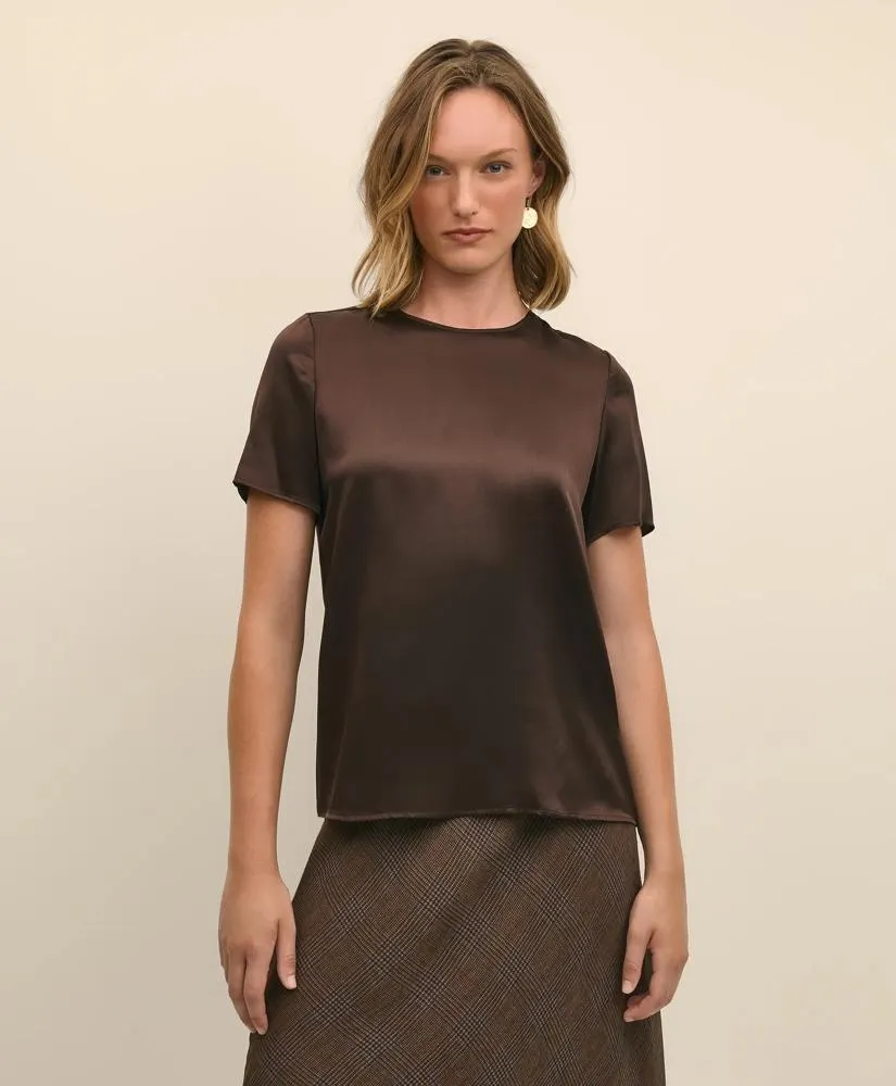 Short-Sleeve Top in Washable Silk Charmeuse