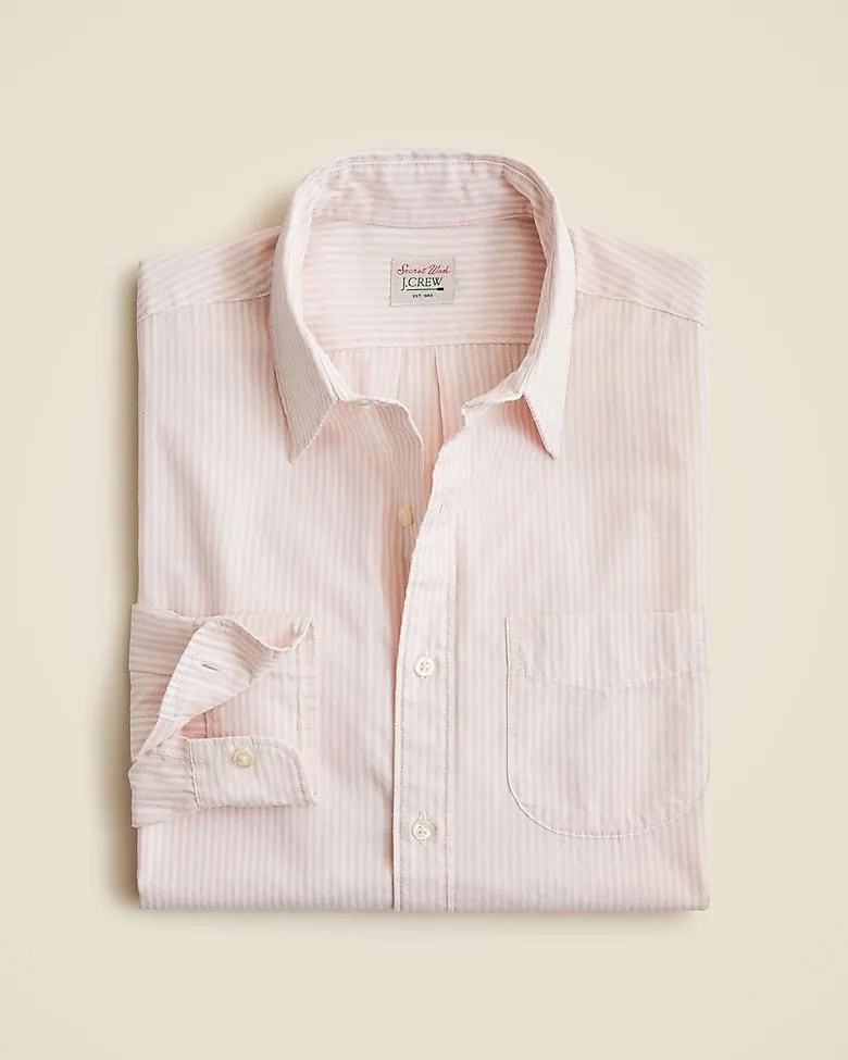 Slim Secret Wash cotton poplin shirt with point collar