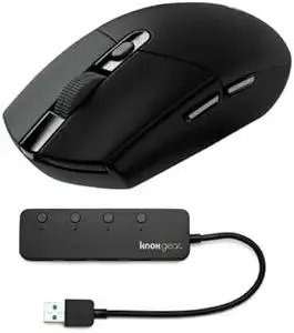 Logitech G305 Lightspeed Wireless Gaming Mouse Bundle with 3.0 4-Port USB Hub (2 Items)