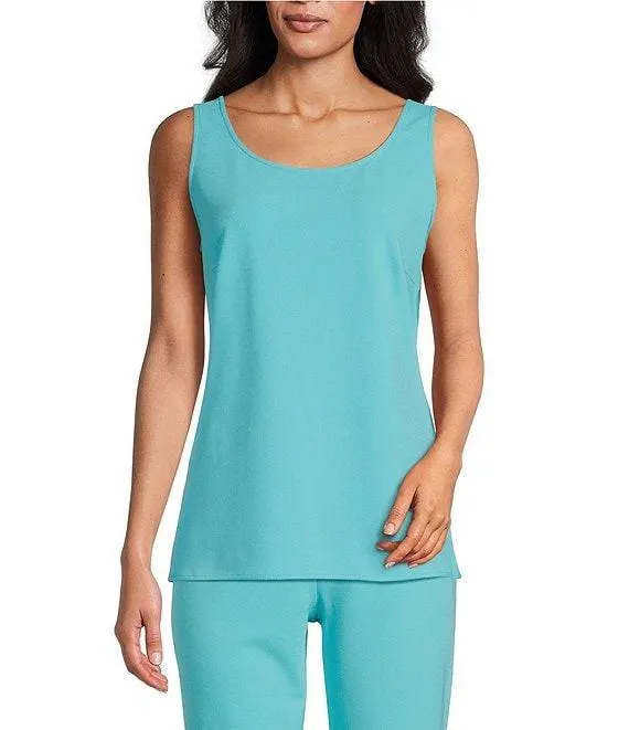 Stretch Deco Crepe Scoop Neck Sleeveless Top