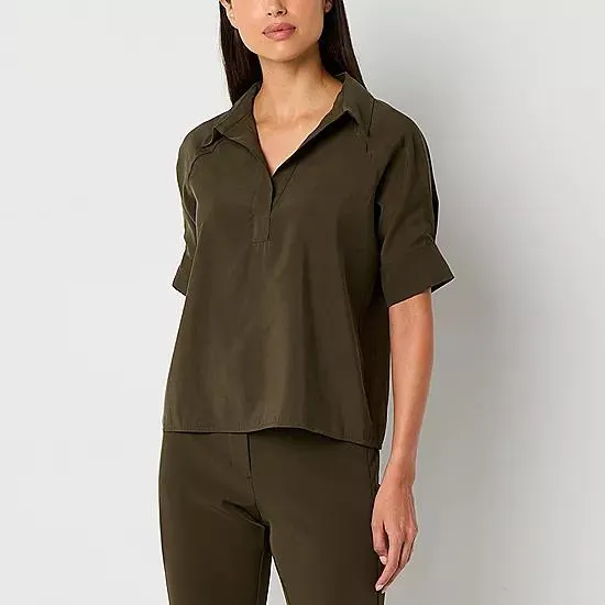 new! Worthington Womens Short Sleeve Blouse