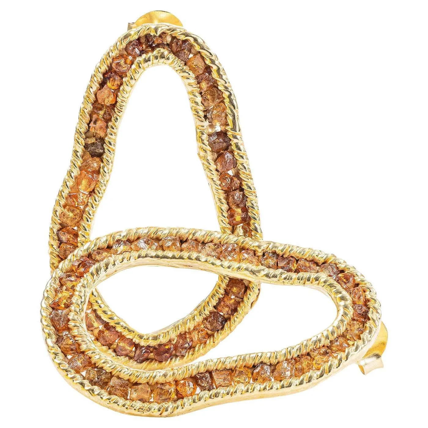 German Kabirski Arven Raw Spessartine Garnet Gold Plated Silver Earrings