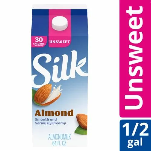 Silk Dairy Free Unsweeted Original Almond Milk Half Gallon