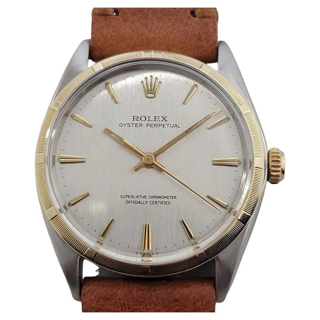 Mens Rolex Oyster Perpetual Ref 1003 34mm 14k Gold SS Automatic 1960s NA129