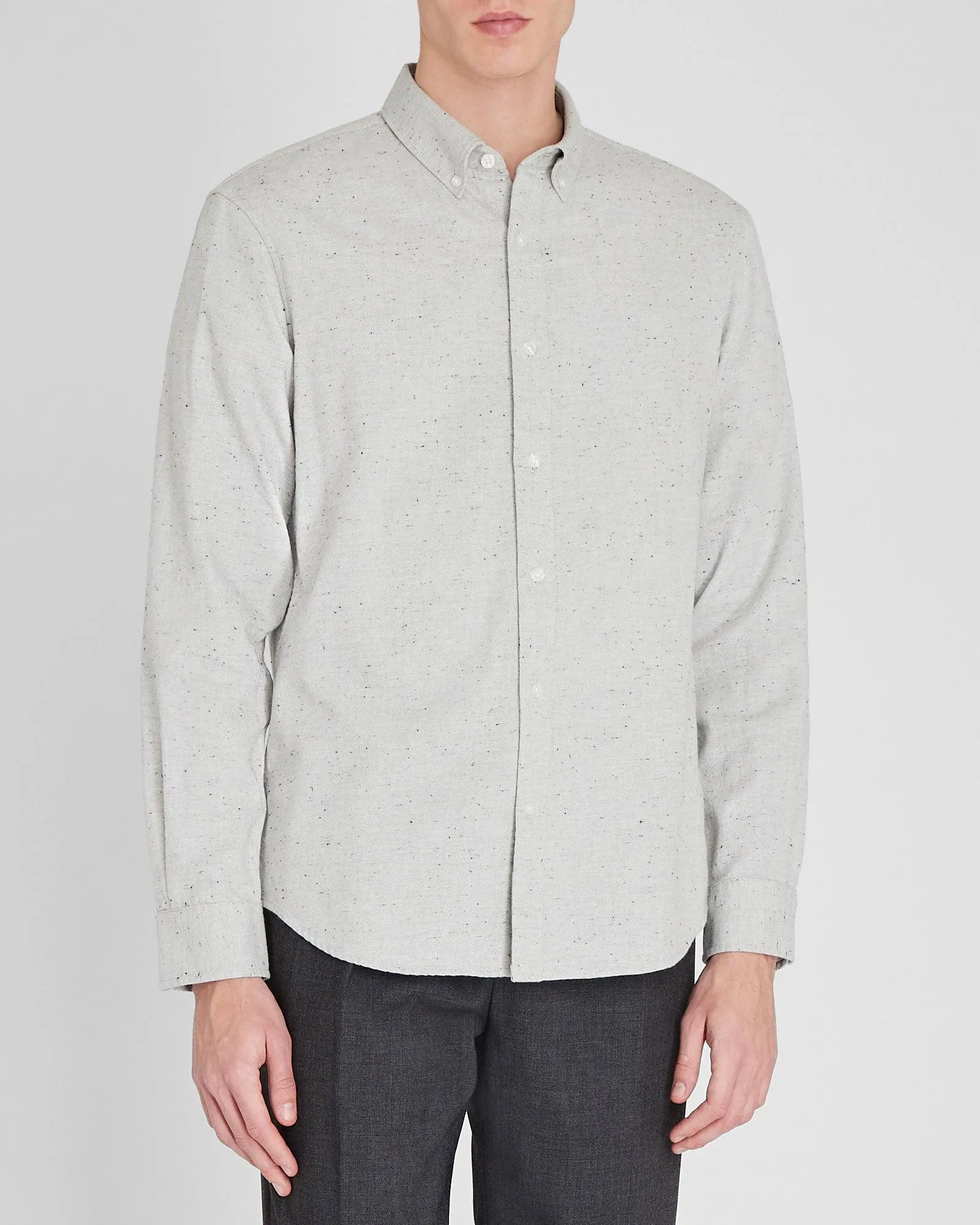 Long-Sleeve Donegal Cotton Blend Shirt