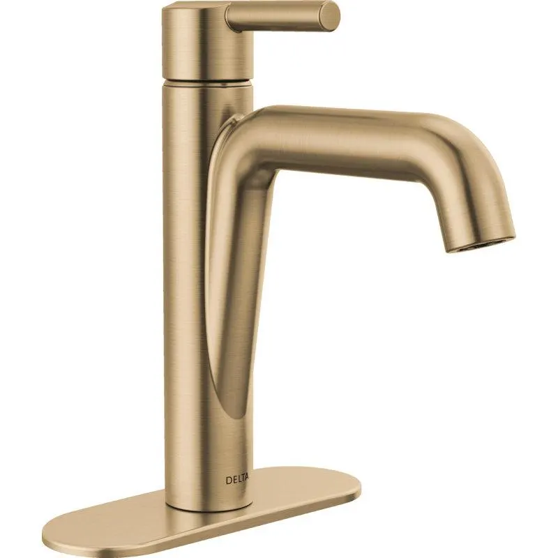 Champagne Bronze Nicoli Single Hole Bathroom Faucet with Drain Assembly, Single Handle Bathroom Sink Faucet (Part number: 15849LF-CZ)