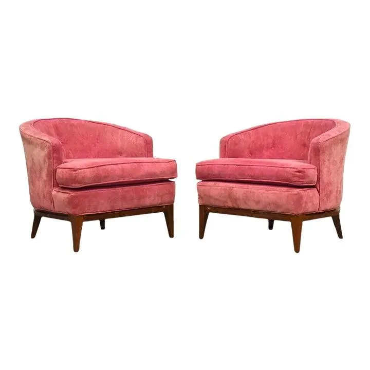 1970s Walnut Mid Century Lounge Chairs - a Pair