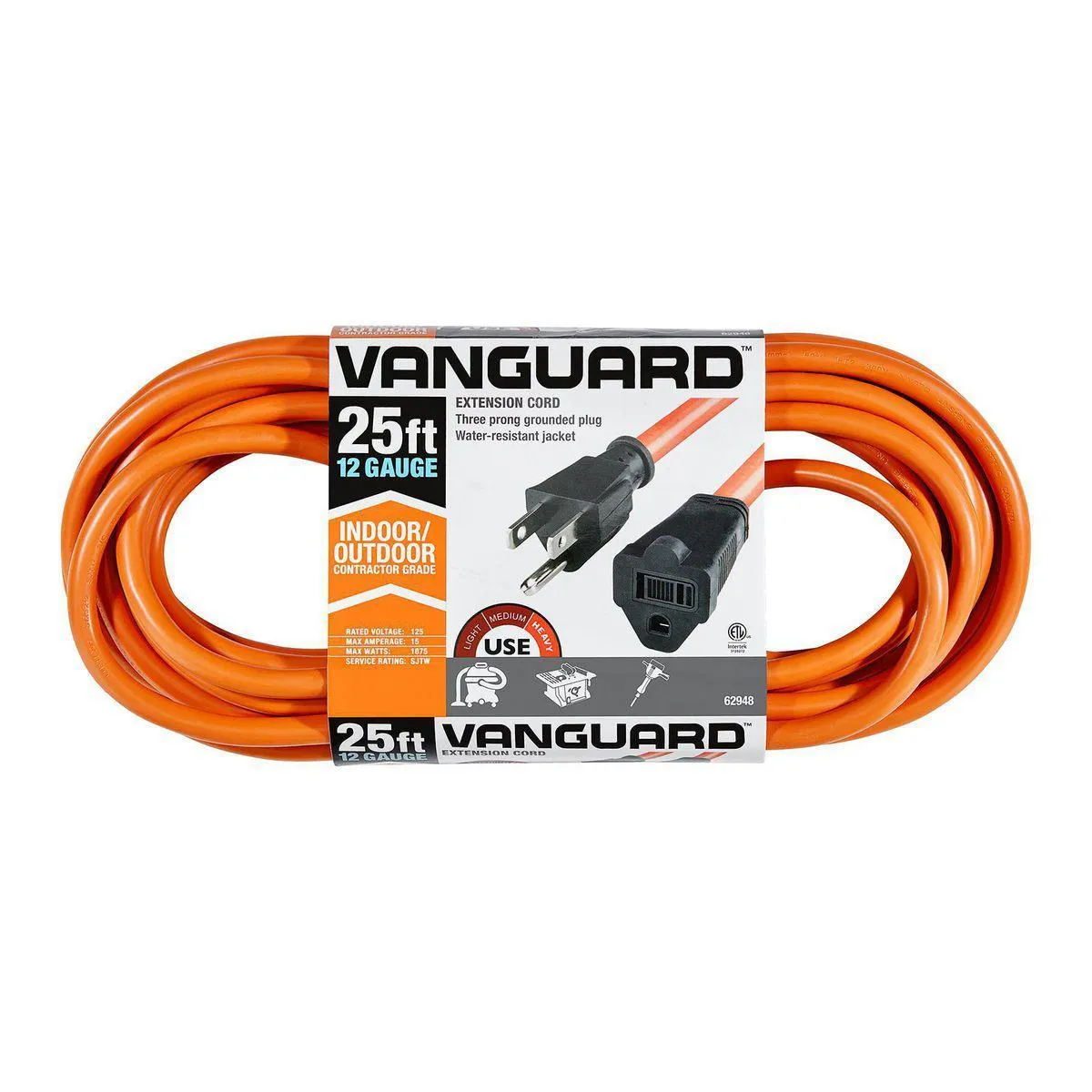 25 ft. x 12/3 Gauge Outdoor Extension Cord, Orange