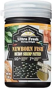 Ultra Fresh Baby Fish Food with 50% Sword Prawn Shrimp, Slow Sinking, Substitute for Brine Shrimp - For Fry Health and Cleaner Water